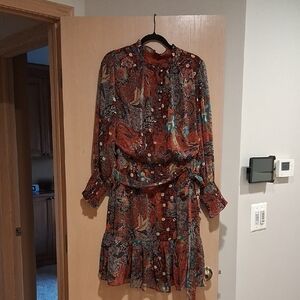 Vince Camuto Multicolor Paisley Long Sleeve Dress